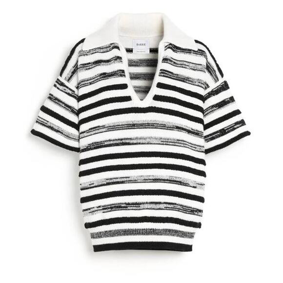 Barrie Chanel Cotton Cashmere Polo Top in Niveous Black XS - Picture 5 of 5